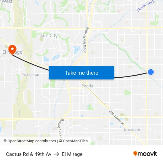 Cactus Rd & 49th Av to El Mirage map