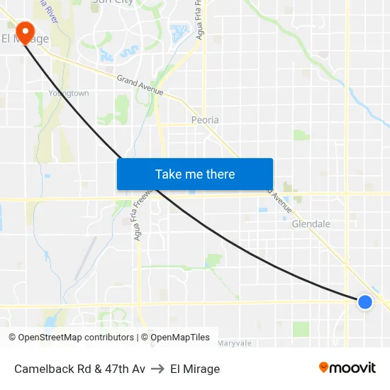 Camelback Rd & 47th Av to El Mirage map