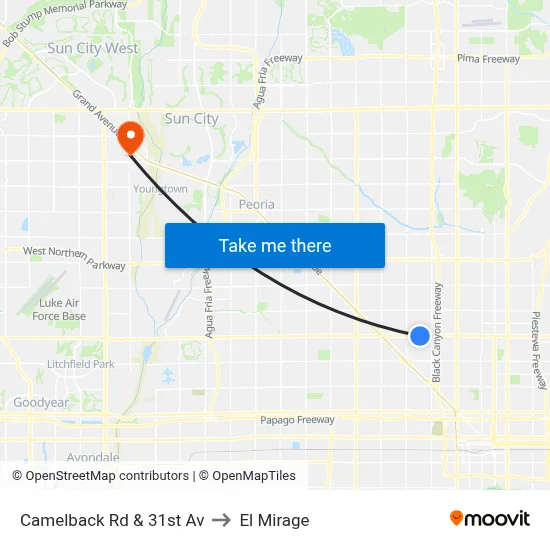 Camelback Rd & 31st Av to El Mirage map