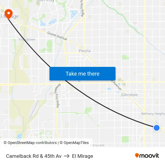 Camelback Rd & 45th Av to El Mirage map