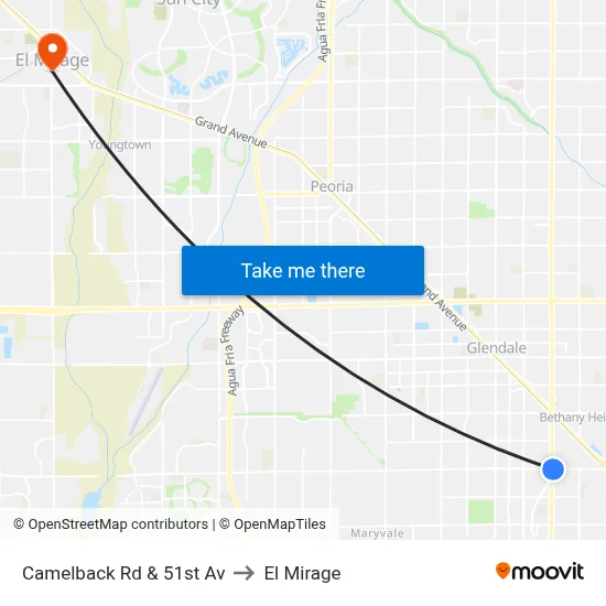 Camelback Rd & 51st Av to El Mirage map