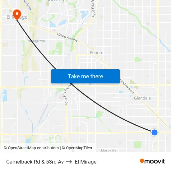 Camelback Rd & 53rd Av to El Mirage map