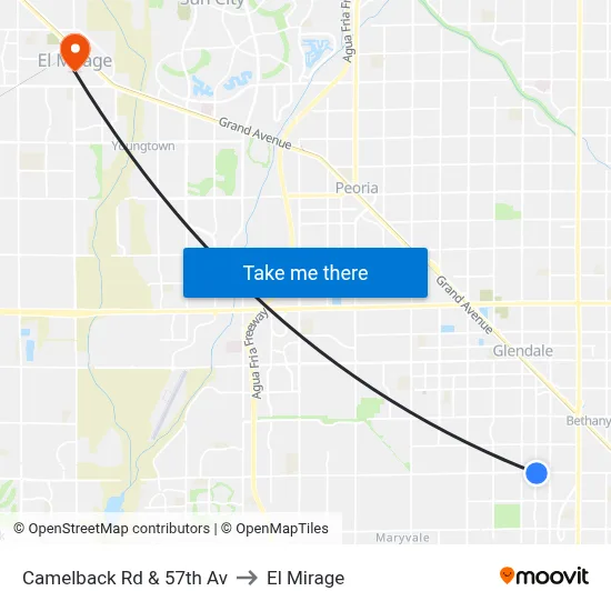 Camelback Rd & 57th Av to El Mirage map