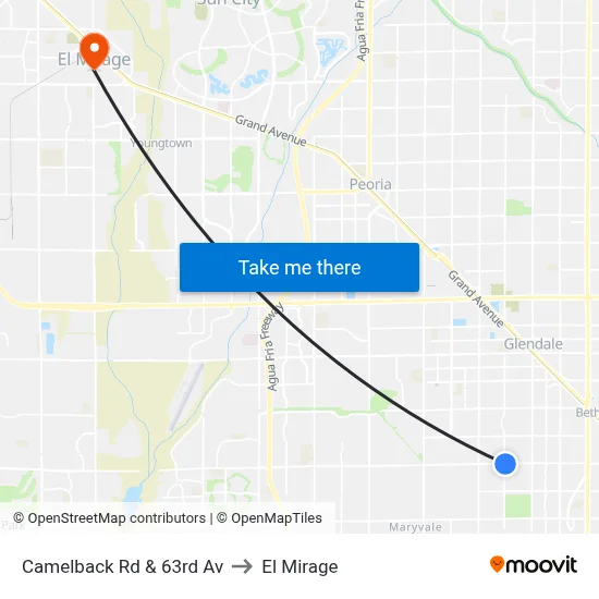 Camelback Rd & 63rd Av to El Mirage map