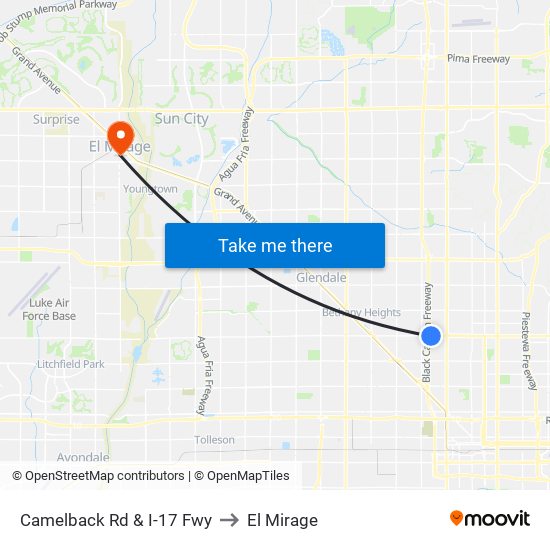 Camelback Rd & I-17 Fwy to El Mirage map