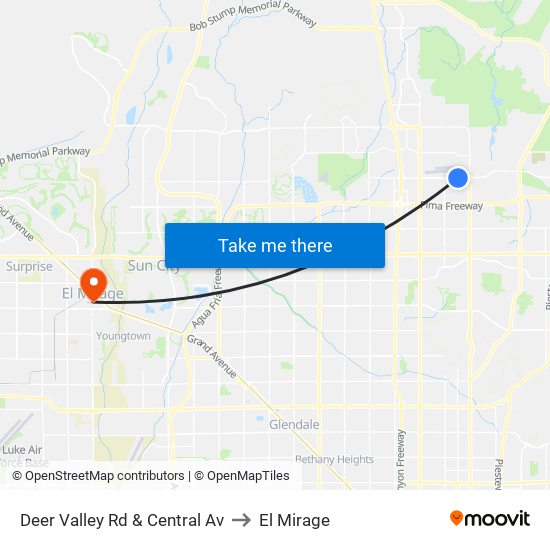 Deer Valley Rd & Central Av to El Mirage map