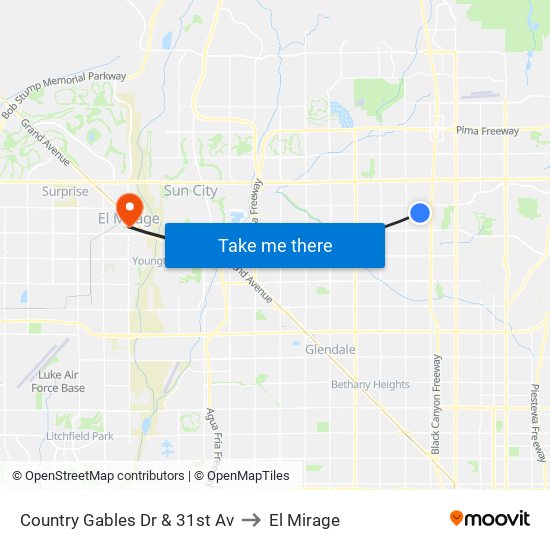 Country Gables Dr & 31st Av to El Mirage map