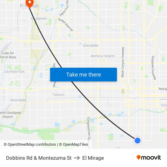 Dobbins Rd & Montezuma St to El Mirage map