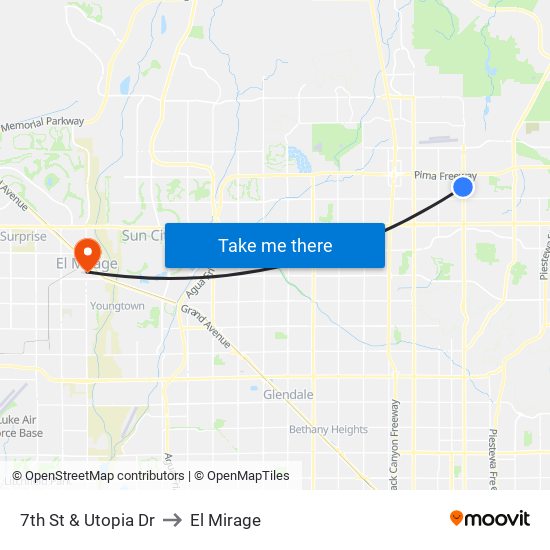 7th St & Utopia Dr to El Mirage map