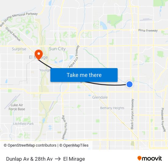 Dunlap Av & 28th Av to El Mirage map