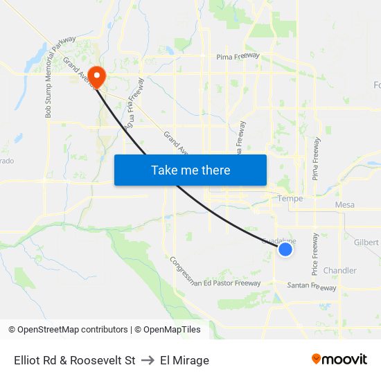 Elliot Rd & Roosevelt St to El Mirage map