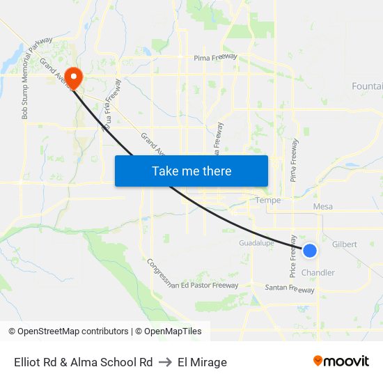 Elliot Rd & Alma School Rd to El Mirage map