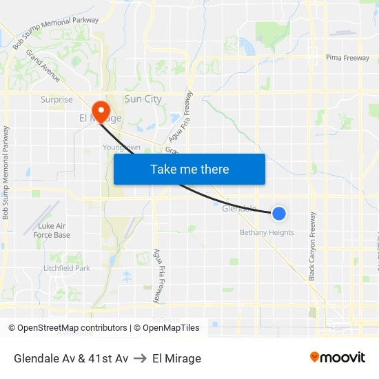 Glendale Av & 41st Av to El Mirage map