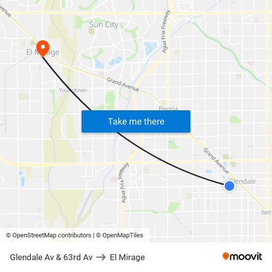 Glendale Av & 63rd Av to El Mirage map