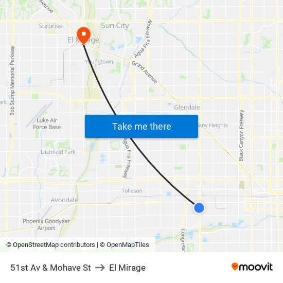 51st Av & Mohave St to El Mirage map