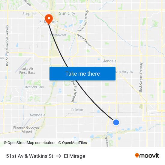 51st Av & Watkins St to El Mirage map