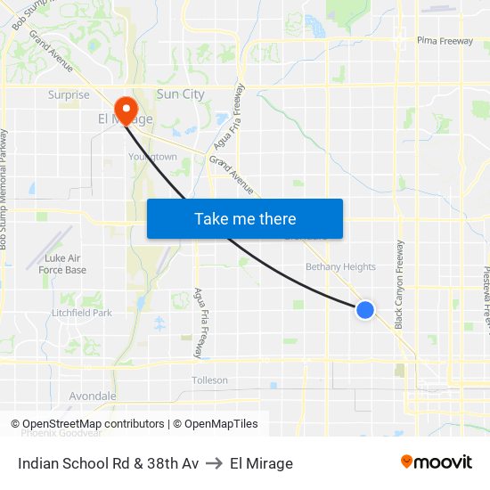 Indian School Rd & 38th Av to El Mirage map
