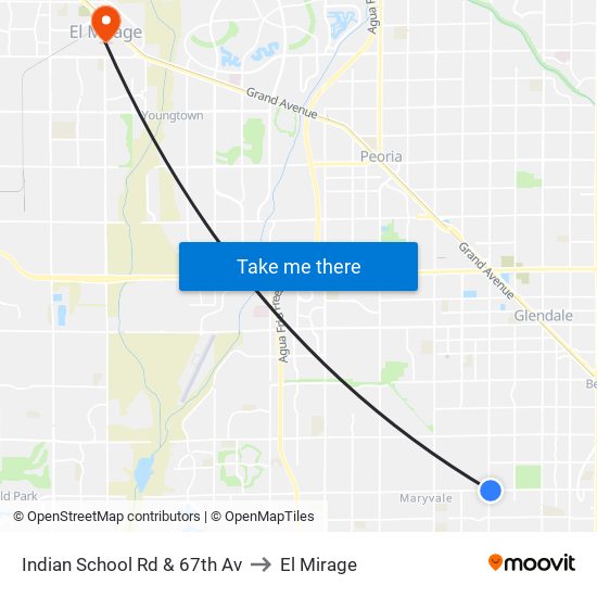 Indian School Rd & 67th Av to El Mirage map