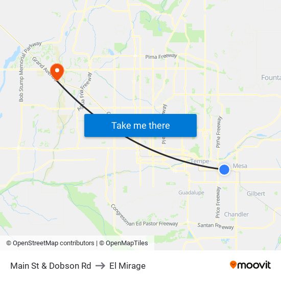 Main St & Dobson Rd to El Mirage map