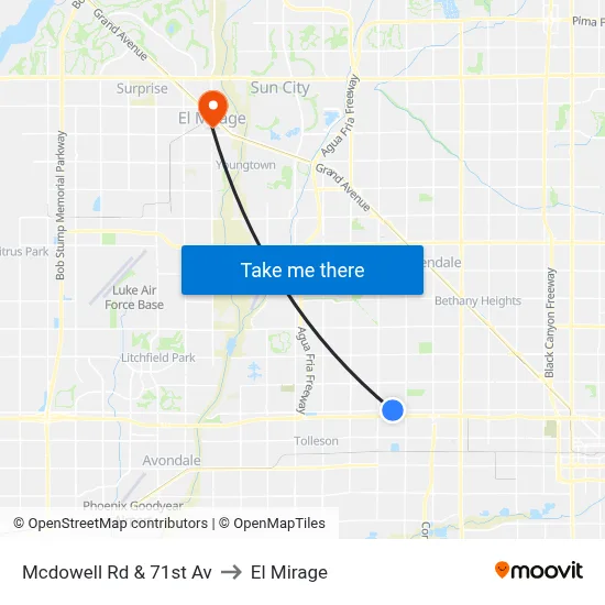 Mcdowell Rd & 71st Av to El Mirage map