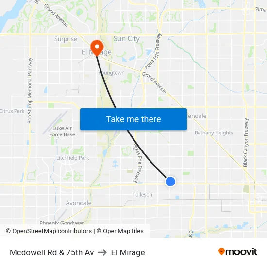 Mcdowell Rd & 75th Av to El Mirage map