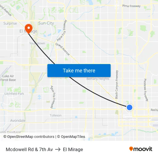 Mcdowell Rd & 7th Av to El Mirage map