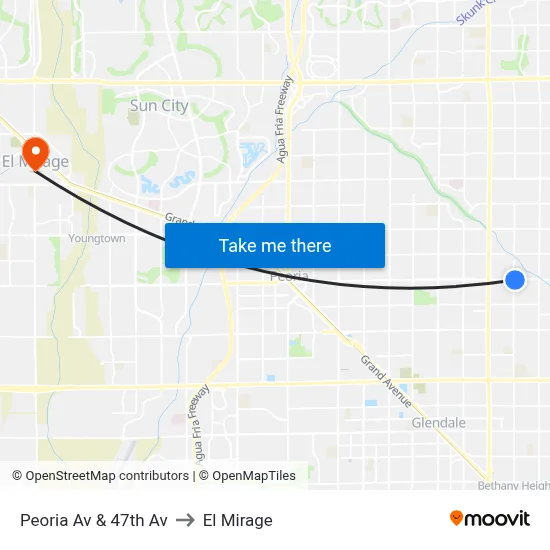 Peoria Av & 47th Av to El Mirage map