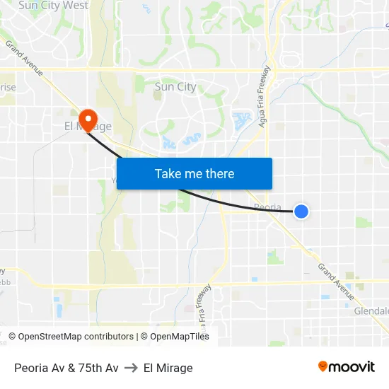 Peoria Av & 75th Av to El Mirage map