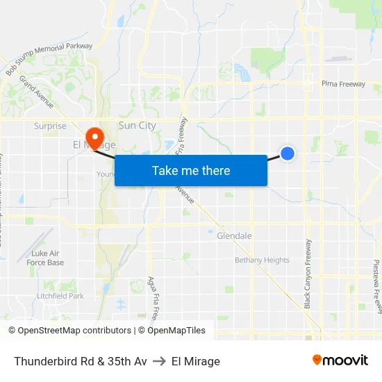 Thunderbird Rd & 35th Av to El Mirage map
