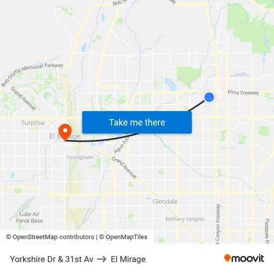 Yorkshire Dr & 31st Av to El Mirage map