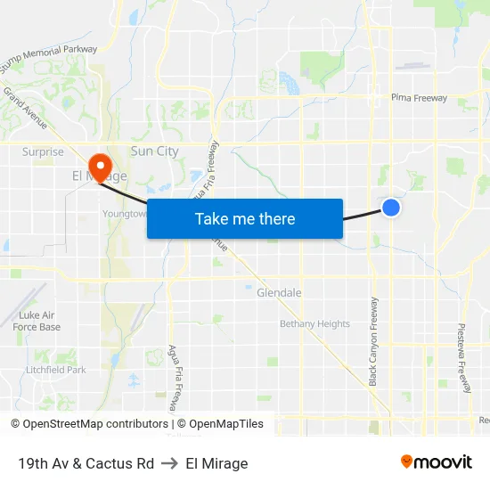 19th Av & Cactus Rd to El Mirage map