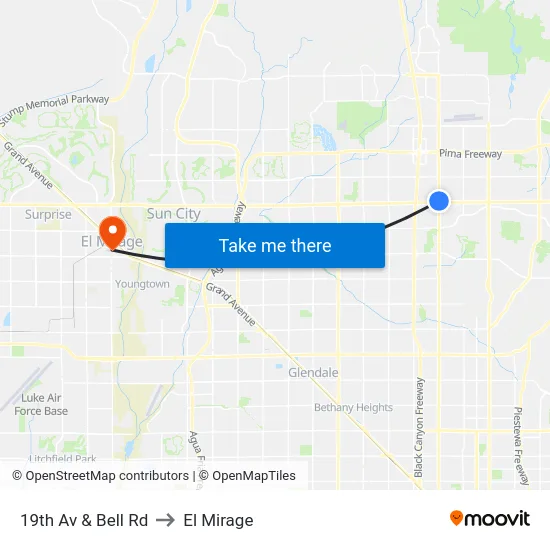 19th Av & Bell Rd to El Mirage map