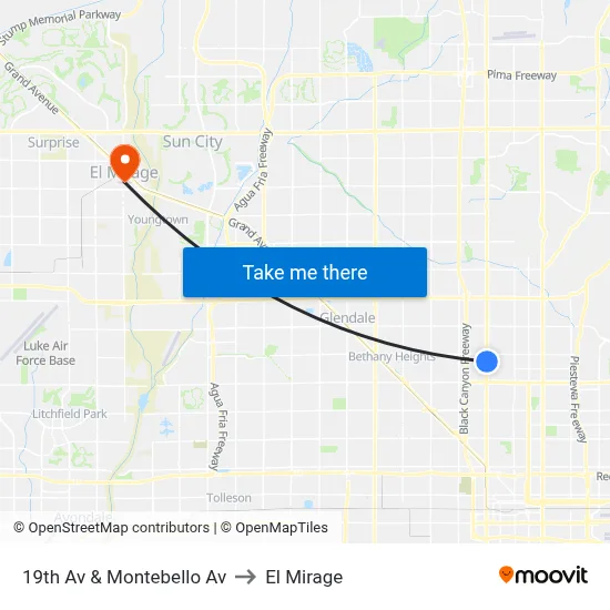 19th Av & Montebello Av to El Mirage map