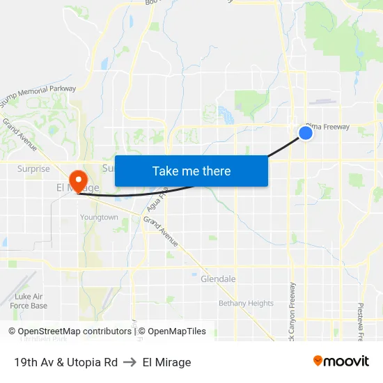 19th Av & Utopia Rd to El Mirage map