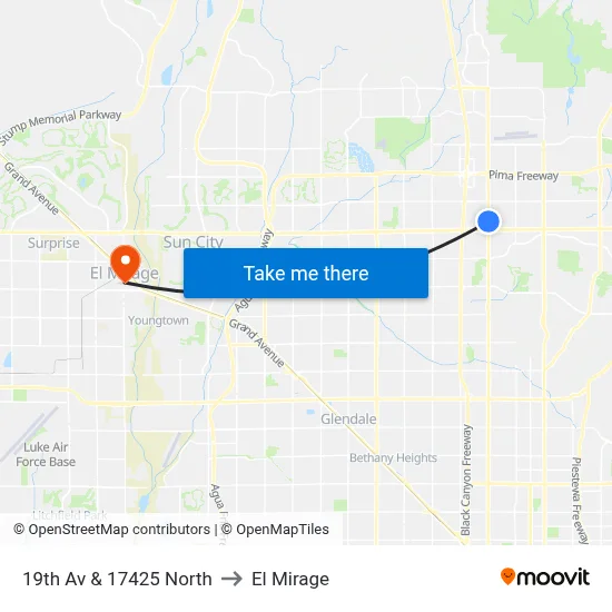 19th Av & 17425 North to El Mirage map