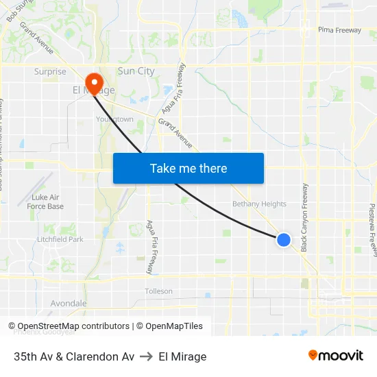 35th Av & Clarendon Av to El Mirage map