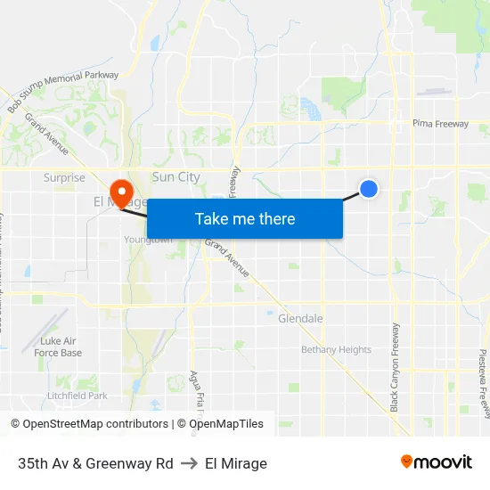 35th Av & Greenway Rd to El Mirage map