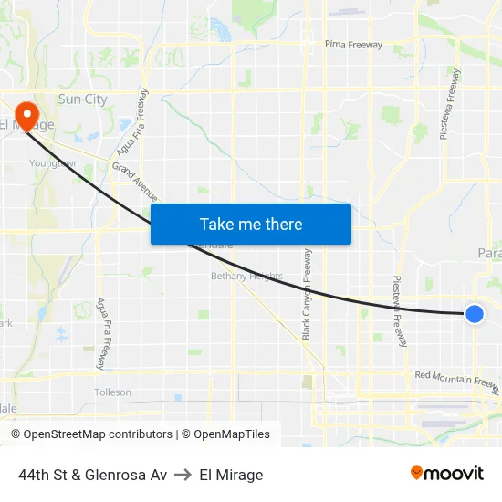44th St & Glenrosa Av to El Mirage map