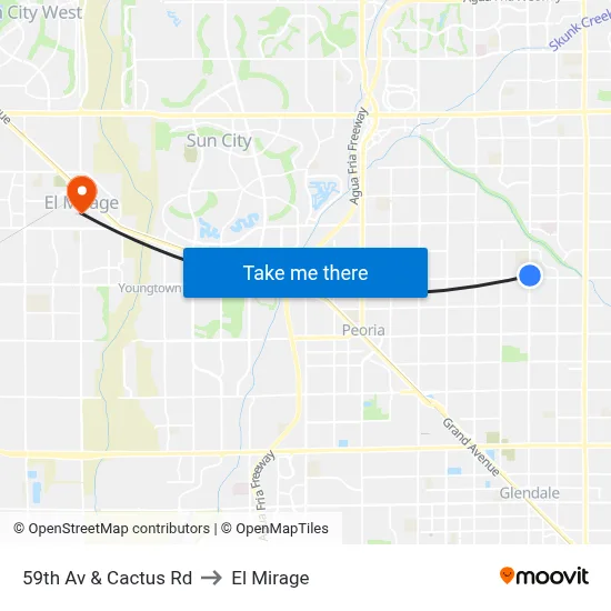 59th Av & Cactus Rd to El Mirage map