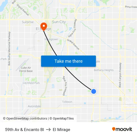 59th Av & Encanto Bl to El Mirage map