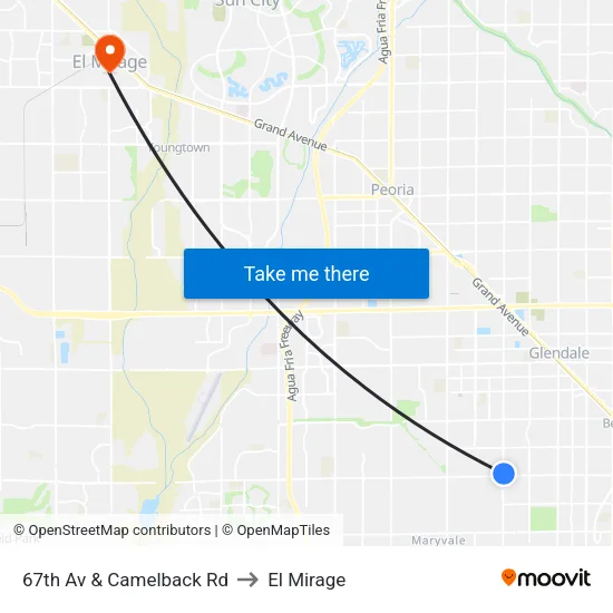 67th Av & Camelback Rd to El Mirage map