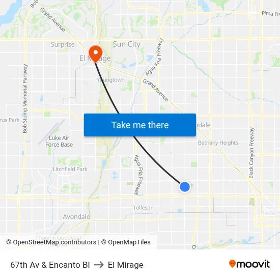 67th Av & Encanto Bl to El Mirage map