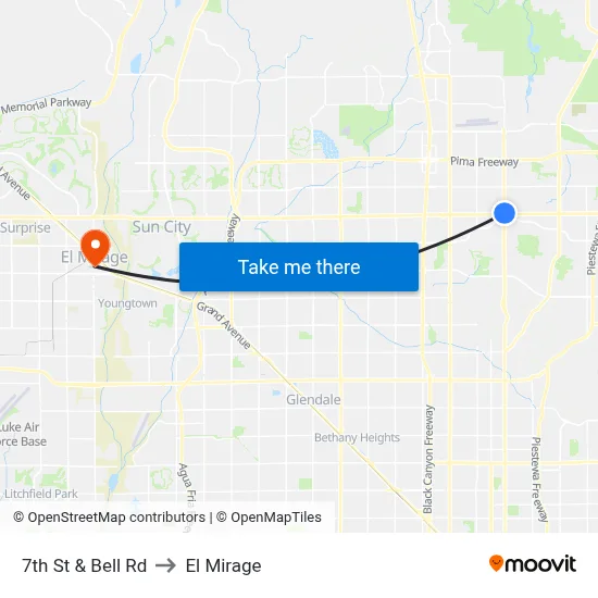 7th St & Bell Rd to El Mirage map