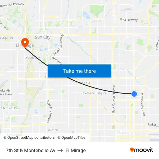 7th St & Montebello Av to El Mirage map