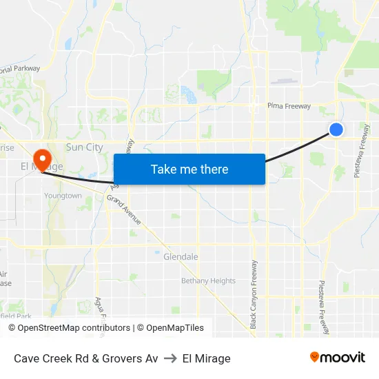 Cave Creek Rd & Grovers Av to El Mirage map