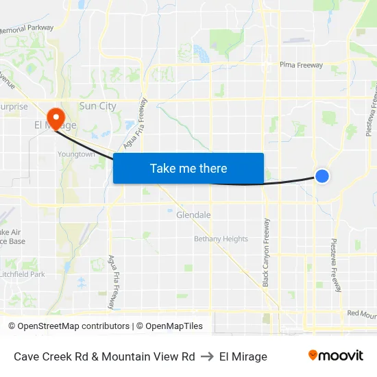 Cave Creek Rd & Mountain View Rd to El Mirage map