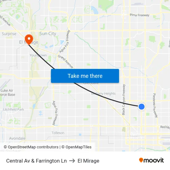 Central Av & Farrington Ln to El Mirage map