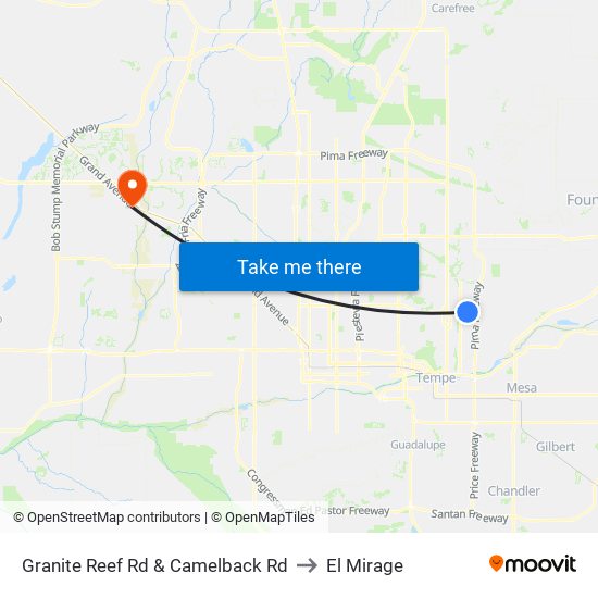 Granite Reef Rd & Camelback Rd to El Mirage map