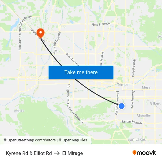 Kyrene Rd & Elliot Rd to El Mirage map