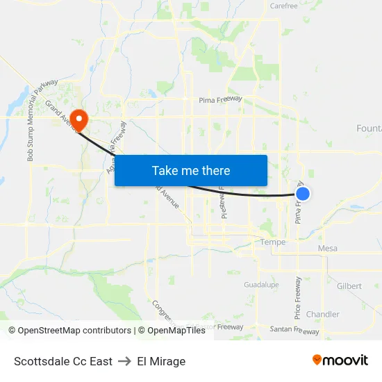 Scottsdale Cc East to El Mirage map
